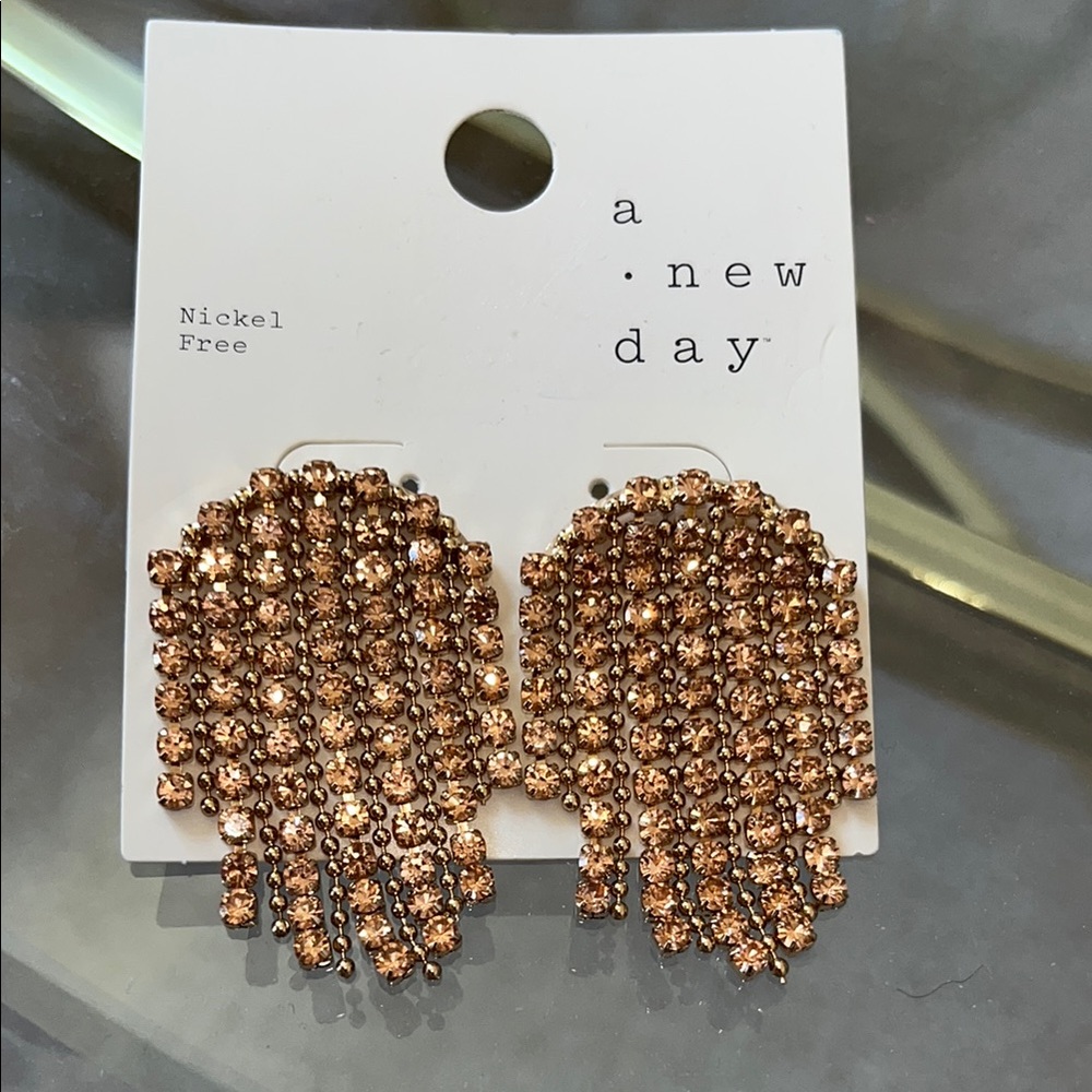 A New Day Rose Gold Cascading Earrings NWT